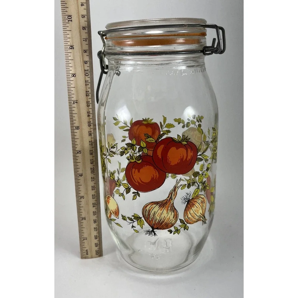 Vintage ARC SPICE of LIFE 2L Glass Jar Canister France Mushroom Cottagecore Boho